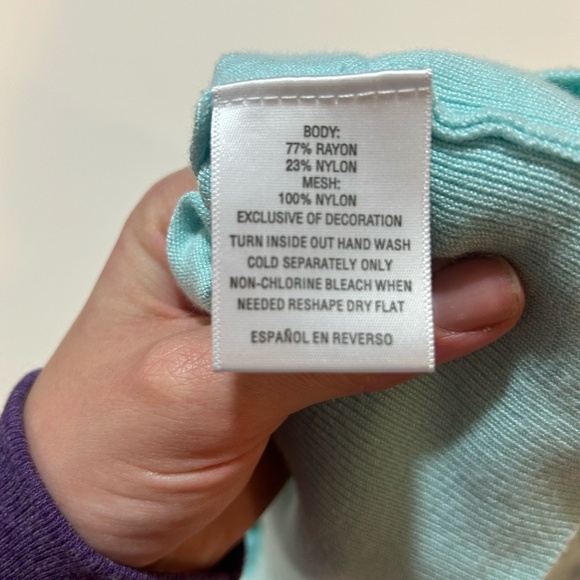 Charter Club Blue Chiffon 3D Floral Embellished Crew Neck Cardigan - Picture 9 of 9